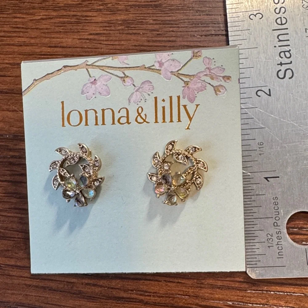 Lonna & Lilly Metal-Tone Floral Earrings with Multicolor beads - Picture 2 of 8